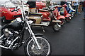 View of all the Ace Cafe scooters parked at the Classic Car Boot Sale