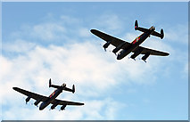 NS3626 : A 2-ship Lancaster fly past at Glasgow Prestwick Airport by Walter Baxter