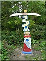 SJ9594 : Painted Sustrans Signpost at Swain's Valley by Gerald England