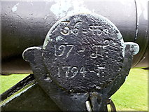 W7966 : Inscription on cannon, Cobh by Kenneth  Allen