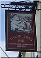 Sign for the Travellers Inn, Four Lane End