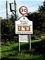 Clare Town Name sign on the B1063 Clare Road