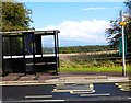 SU7009 : Bus stop on Swanmore Road with countryside behind by Shazz