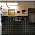 Commemorative plaques and a sign, Snow Hill Station, Birmingham