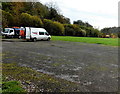 Network Rail van and staff in a Coytrahen field