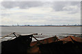 Wreckage at Garston with Stanlow refineries in the distance