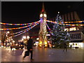 Christmas lights at The Haymarket Memorial Clock Tower