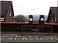 Bilingual welcome at the entrance to Maes-y-Coed Primary School, Pontypridd