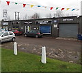 MOT Centre and bunting, Dean Auto Service, Coleford