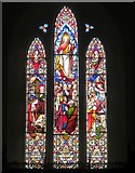 NY2225 : Stained glass window above the altar, Thornthwaite Church by Graham Robson