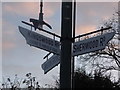 Fingerposts on the roundabout on Kingswood Road