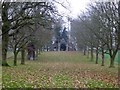 Looking up the avenue of trees to Shobdon Arches