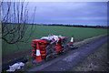 Preparing for the work (footpath reconstruction?) between Healing and Stallingborough