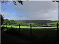 SX0869 : Approaching shower over Helland Wood, Holton near Bodmin by Colin Park