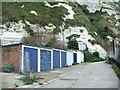 Row of garages at the end of Athol Terrace, Dover