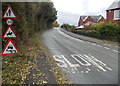 Four road signs alongside Quinta Terrace, Chirk Bank