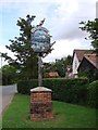 TL7455 : Wickhambrook village sign by Adrian S Pye
