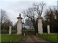 Entrance gates at west entrance of Wimpole Hall