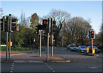 TL4556 : Traffic lights at Brooklands Avenue by John Sutton