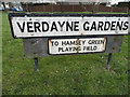 Road name and directions on Verdayne Gardens