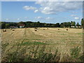 Stubble field with bales, Marsh Lane