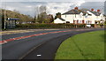 Bus shelter and houses on a bend in Coychurch Road, Pencoed