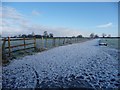 SJ4362 : Snow-covered farm track north-east from Sandy Lane by Christine Johnstone