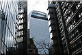 View of the Walkie Talkie building between the Willis and Lloyds buildings