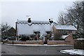 Little Shelford: snow on new thatch