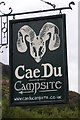Sign to Cae Du Campsite, Beddgelert