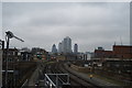TQ3383 : View of the Gherkin, Broadgate Tower and Tower 42 from Hoxton Station #2 by Robert Lamb