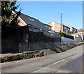 Railings at the edge of an elevated Brampton Street pavement, Ross-on-Wye 