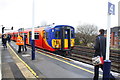 Raynes Park Station with Class 455/9 EMU in the platform