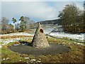 NS4276 : Lang Craigs Woodland: the Welcome Cairn by Lairich Rig