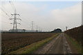 Pylons, and farm buildings at The Grange