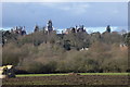 Royal Holloway College seen across fields