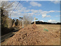 Fingerpost and footpath on Gromford Lane, Gromford