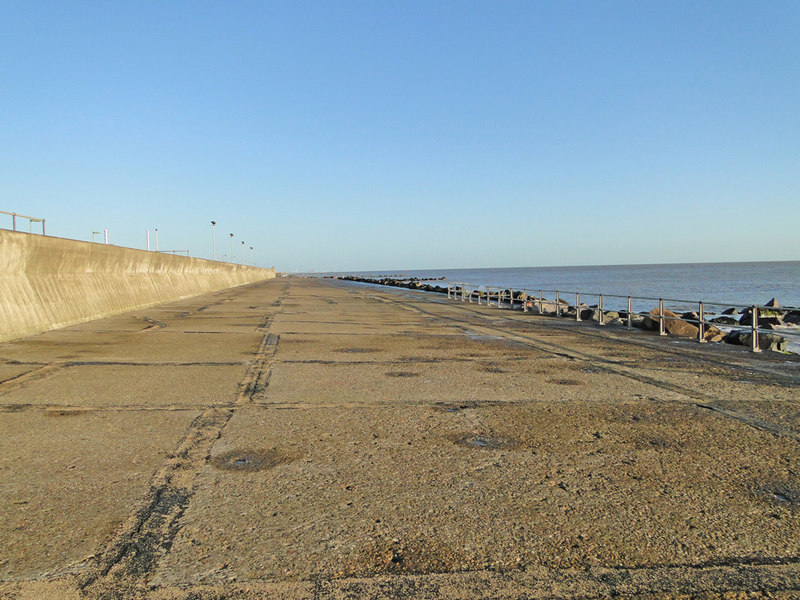 North Sea Wall near the waste outfall... © Adrian S Pye cc-by-sa/2.0