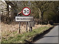 TM2473 : Stradbroke Village Name sign on the B1117 Laxfield Road by Geographer
