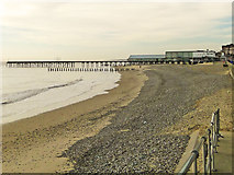 TM5491 : Claremont Pier and the damaged south beach by Adrian S Pye