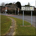 Radyr boundary sign and speed limit signs, Cardiff