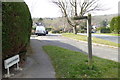 Looking across Orestan Road from footpath junction