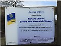 Nantwich: Rotary Club trees alongside Waterlode (notice)