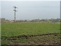 Electricity supply pole, on a ridge south of Huby