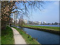 TQ3287 : The New River by the Woodberry Down Estate by Marathon