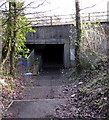 Steps down to a road and railway underpass, Pontypool