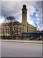 SE1338 : Saltaire Mills - North Block (New Mill) and Chimney by David Dixon