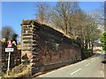SJ7949 : Halmer End: retaining wall of former railway bridge by Jonathan Hutchins