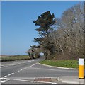 The A3095 at the junction for Newquay Airport