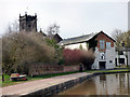 Trent and Mersey Canal:  Warehouse and nearby church